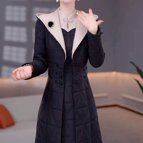 高档夹棉加厚蓄热棉两件套礼服裙