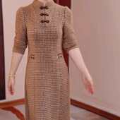 高档雪花绒新中式 加厚保暖优雅旗袍 新款 改良版 旗袍连衣裙2025冬季