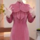 时尚 高档贵妃绒加厚礼服裙2025年冬季 新款 洋气减龄显瘦中长连衣裙