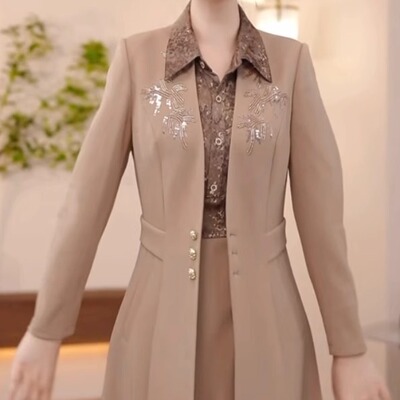 高档梭织精纺两件套礼服裙