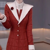 中长款 高档三防免洗夹棉连帽大衣两件套裙2025冬季 新款 显瘦礼服裙