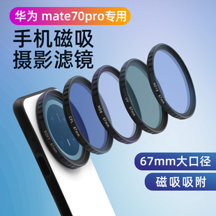 适用华为mate70pro+磁吸滤镜壳配件保护套手机CPL偏振镜外接高清镜头专业摄影mate70微距镜头nd减光镜星光镜