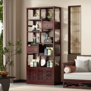 博古架新中式竹制多宝格展示架茶室会客厅摆件隔断抽屉收纳盒置物