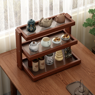 实木博古架桌面小型茶柜置物架中式茶室摆件茶具架子多宝阁茶叶柜