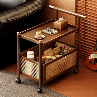 沙发边几小推车客厅家用可移动茶几侧边柜小户型实木床头柜置物架