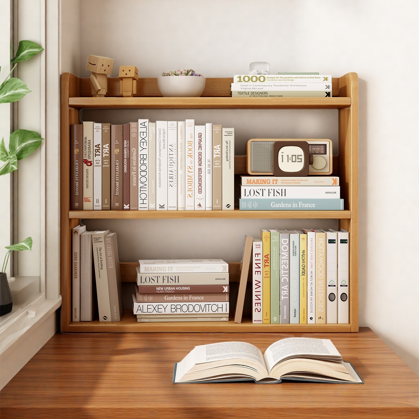 全实木桌面小型书架置物架收纳架