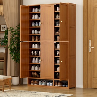 鞋柜家用门口简约中式非实木大容量储物柜原木色家用收纳柜鞋架子