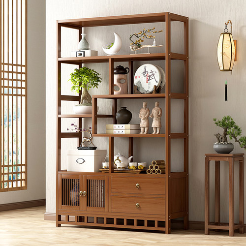 新中式博古架茶柜置物架茶叶架子展示架茶室非实木隔断茶具收纳柜