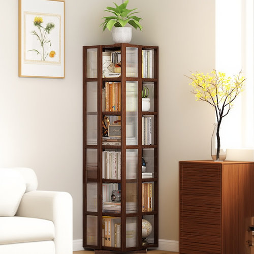 旋转书架360度立式落地书柜防尘