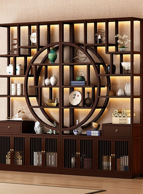 博古架实木中式置物架茶室氛围布置茶柜收纳柜多宝阁茶叶柜展示柜