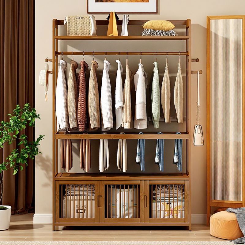 简易衣柜收纳架非实木楠竹衣帽架