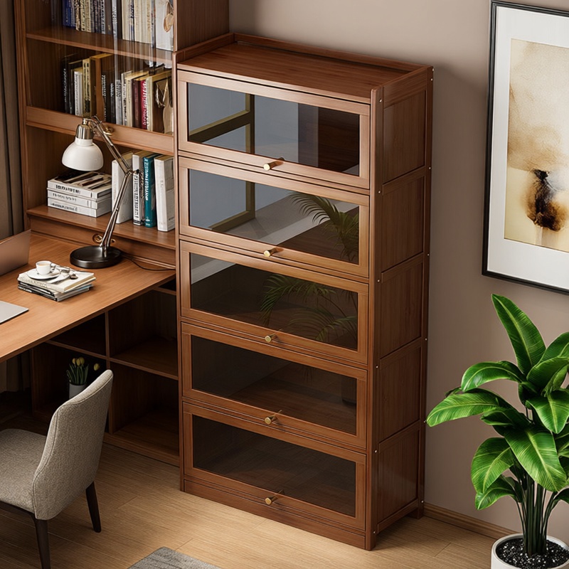 书架落地置物架客厅靠墙一体多层收纳储物柜家用简易书柜展示柜子