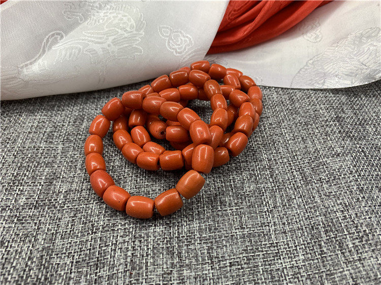 老〓保真包老七八十年代红搅胎琉璃珠手串小年份几十年老琉璃珠