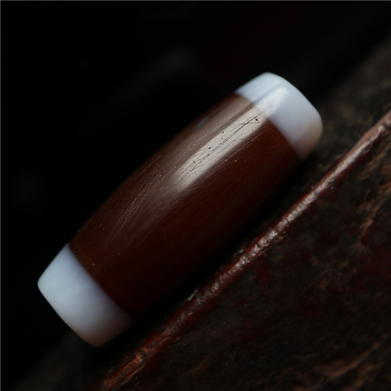 天然玛瑙材质镶蚀线珠玛瑙老天珠黑白珠宽线老矿西藏天珠手串配珠