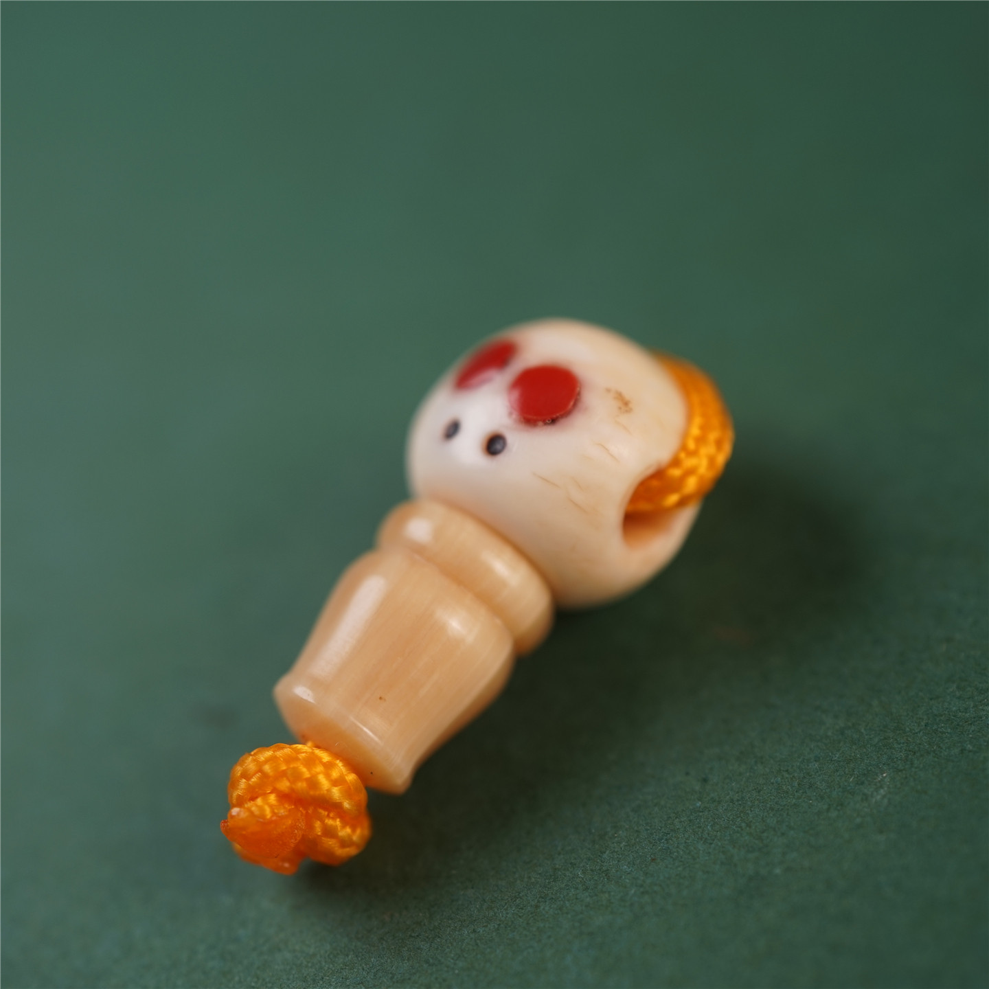 一物一图精品西藏传手工分体佛头高白猛犸牙雕文玩三通阿呆配珠