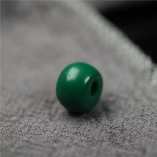 少见如此油绿料器隔珠精工藏式 老型散珠树脂混合绿料配珠手串腰珠