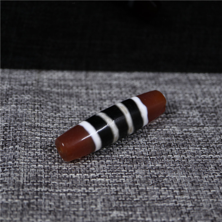 西藏黑白七线天珠保真天然玛瑙喜马拉雅天珠文化蚀花玛瑙旁系天珠