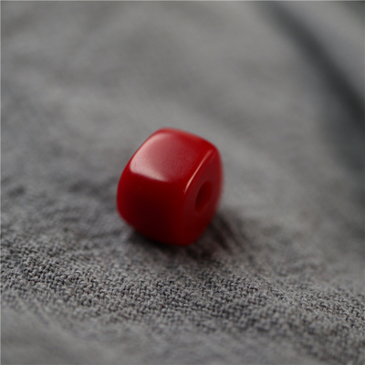 精品藏式手工牛雪红料器斜切配珠混合密胺素面红料大肠珠散珠隔珠