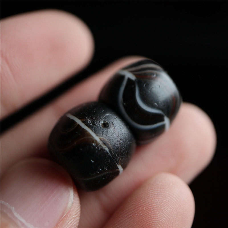 〓老〓包老西藏清代合模手工古法琉璃手串老工艺棕色搅胎琉璃配珠