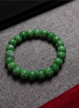 〓老〓清代手工古法绿色点彩翠色琉璃珠手串宝珠收藏品时尚手链