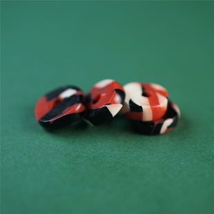 10mm左右西藏式纯手工料器隔片少见黑白红三色拼色料珠文玩隔珠