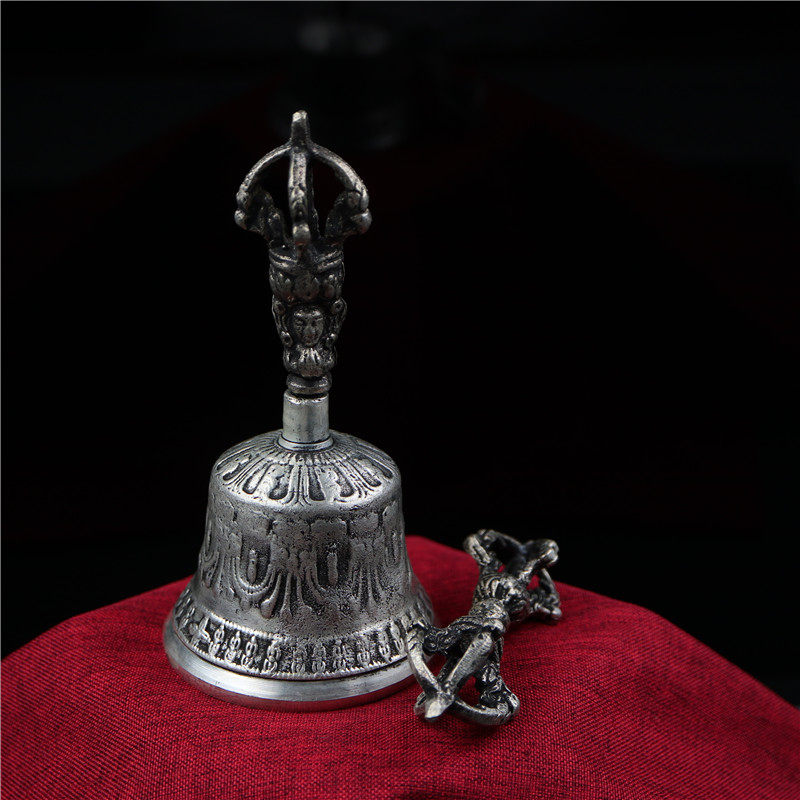 特价西藏尼泊尔手工五股金刚铃杵一套藏式纯铜法器摆件持碰摇铃铛