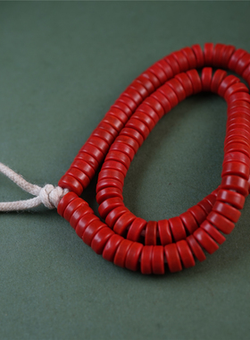 藏式手磨深红色红料器隔珠隔片108佛珠挂链藏传手工合成密胺手串