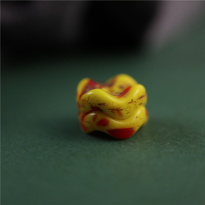 包老好玩少见波浪水纹老琉璃配珠药片珠文玩手串隔珠垫片散珠