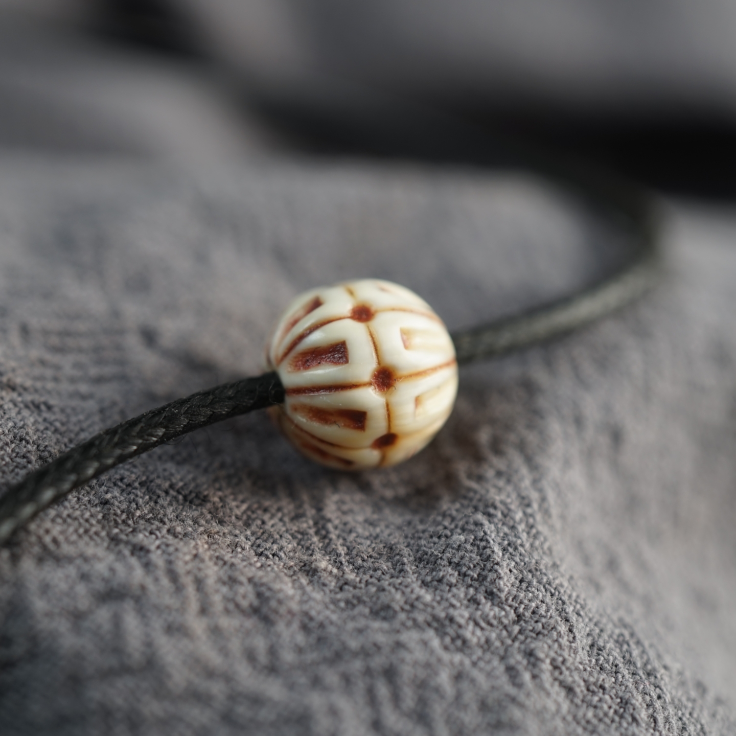 10mm精品藏式手工猛犸牙雕瓜珠配珠菩提隔珠佛珠腰珠文玩散珠配件