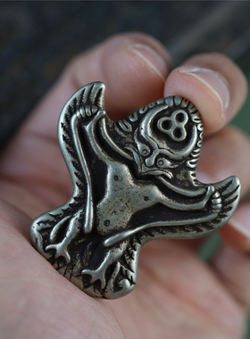 西藏藏式精工白利玛铜大鹏金翅鸟吊坠藏传文玩脖挂项坠配饰件