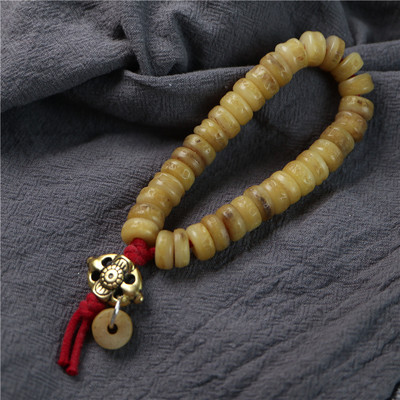 特价 西藏天然牦牛骨珠手串文玩单圈手持藏式牛骨雕刻手持串