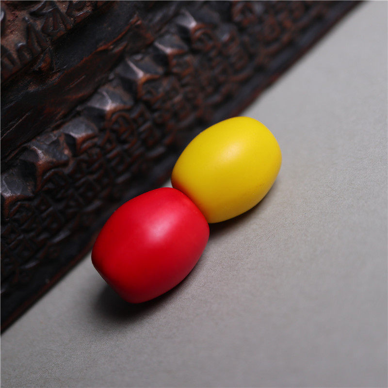 精品西藏老工艺合模血巴珠黄红雪巴琉璃橄榄散配珠手串顶珠腰珠