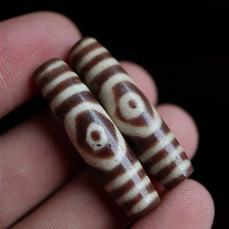 〓老〓西藏清代手工老料器金刚宝盖三眼天珠锁骨链珠串散配珠B11