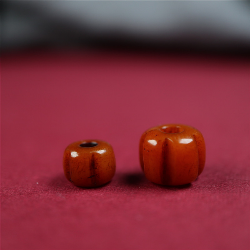8mm-10mm藏式百香籽形隔珠天然牦牛骨珠雕刻瓜棱珠文玩配珠散珠