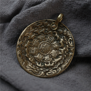 包老西藏藏传利玛铜老九宫八卦牌吊坠diy项坠脖挂包挂件雄霸款