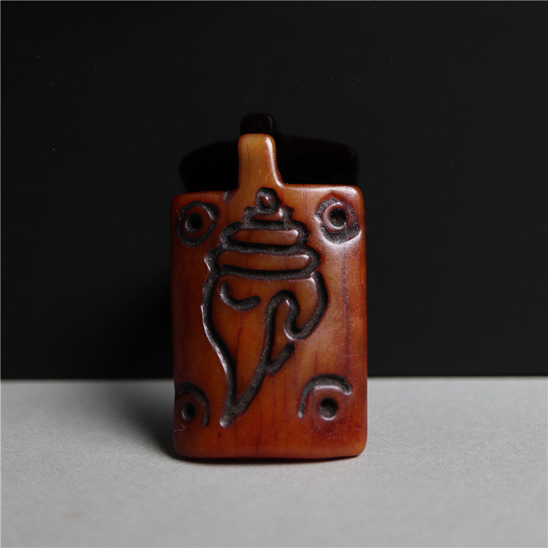 西藏油润牦牛骨手工雕刻吉祥八宝海螺吊坠文玩项坠配件吊坠包挂饰