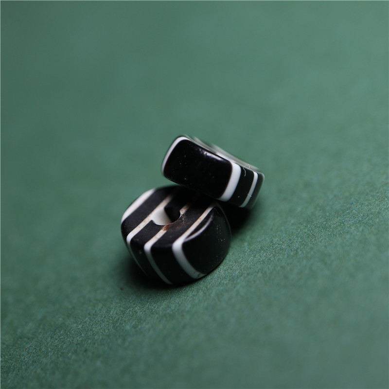 〓包老〓8mm精品小佛珠手串隔珠垫片黑白条纹老料琉璃配珠斑马珠