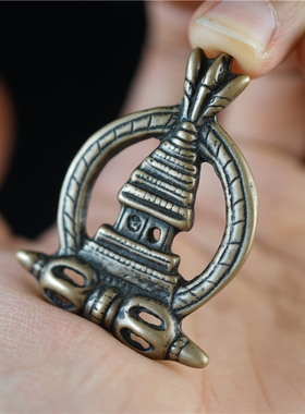 精工西藏藏式利玛铜吉祥多门塔吊坠佛塔项坠脖挂配饰件多吉杵