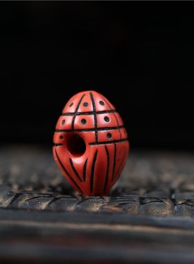 西藏精手工雕红色料器娘拉擦擦吊坠藏式项坠配珠子手串配饰散隔珠