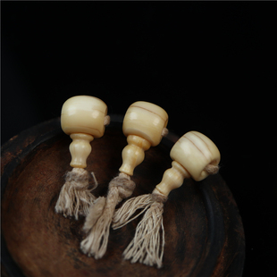 约12mm精品油润天然猛犸牙三通配珠串藏式老型佛头文玩配饰牙芯料