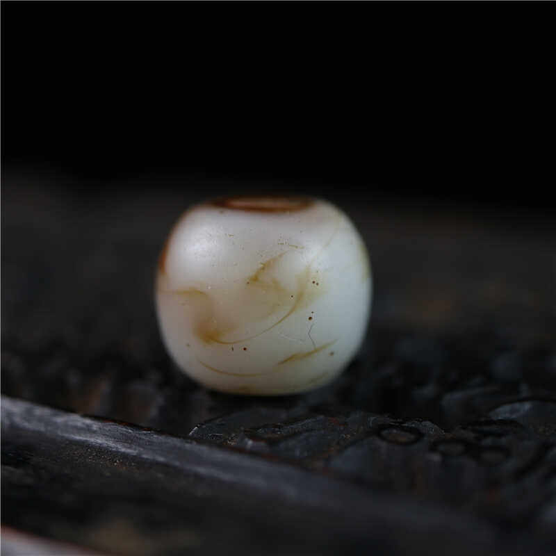 包老清代15mm棕白双色搅胎老琉璃配珠高档手串多宝百搭尺寸隔珠