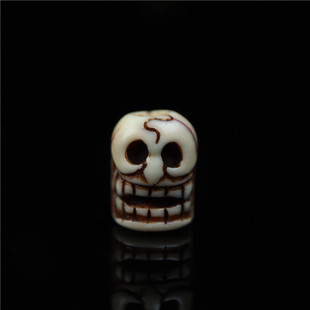 西藏朱砂供精品猛犸牙雕骷髅配珠藏式尸陀林主手工文玩手串隔珠