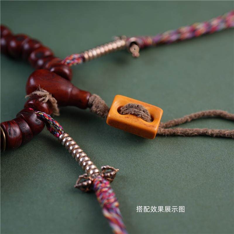 西藏藏式佛珠配饰手工黄料器二饼吊坠文玩背云配珠配件手串散珠