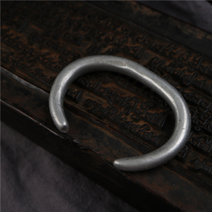 包老清代藏区铝制手镯老镯子藏式开口镯