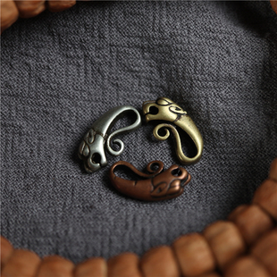 精品小元素西藏纯铜卡子挂坠文玩手串配饰貔貅款星月金刚记数卡子