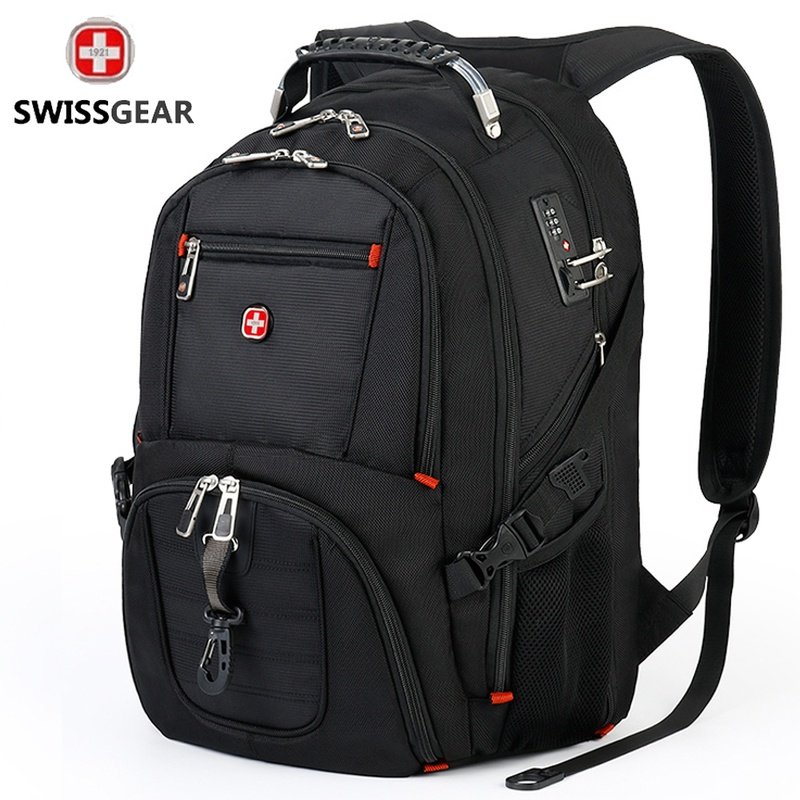 瑞士军士刀双肩包男电脑背包大容量多功能17.3寸防盗商务出差旅行