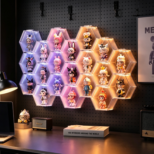 壁挂蜂巢发光丨潮玩展示更高级