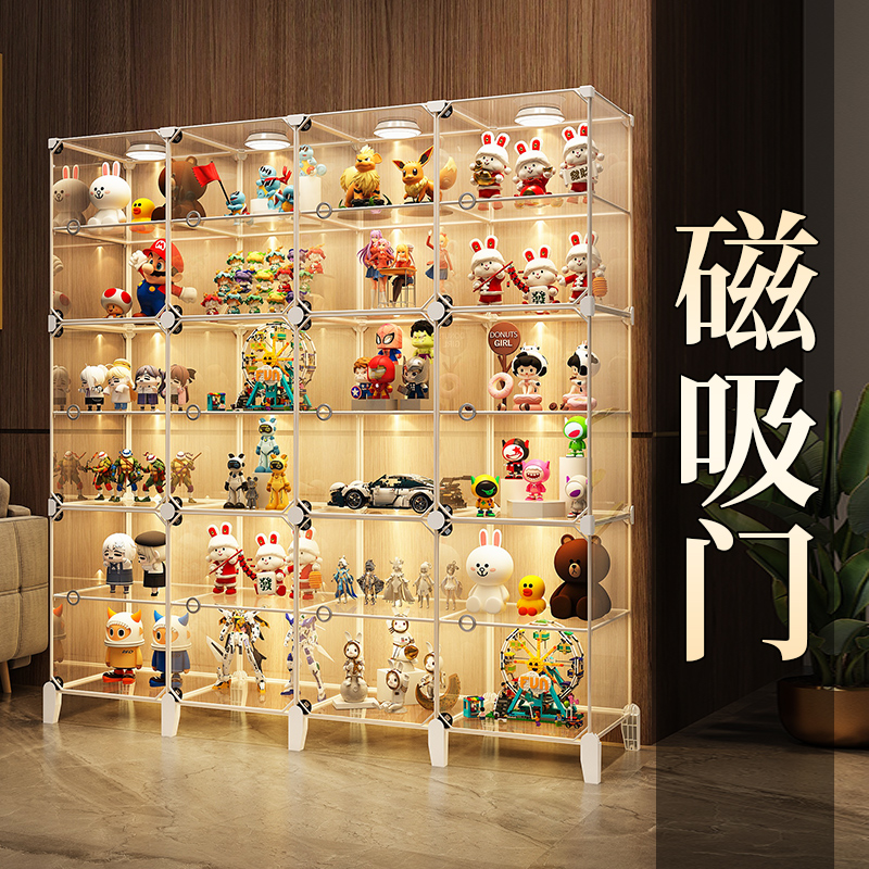 手办展示柜乐高适用积木透明展柜家用儿童带灯防尘模型玩具陈列架