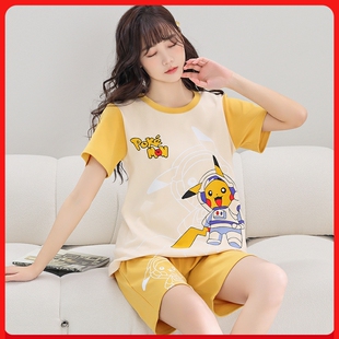 夏季睡衣睡裤女套装夏天女生初中生高中生大童女童短袖纯棉家居服