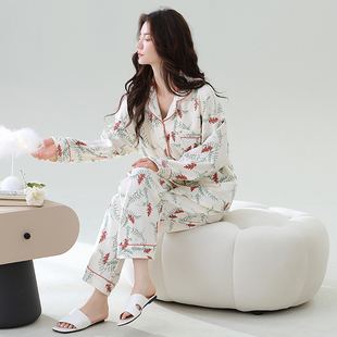 春秋季揭阳睡衣2025新款女士长袖套装秋冬开衫青年女款纯棉家居服
